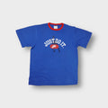 Nike blue T-Shirt with a red contrast collar and Just Do It chest graphic