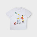 White Nike T-Shirt featuring a Homer Simpson and Cristiano Ronaldo graphic print