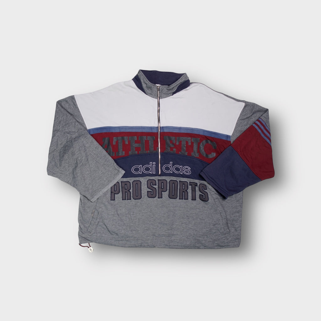 Adidas half-zip sweater in grey featuring Athletic Pro Sports front lettering