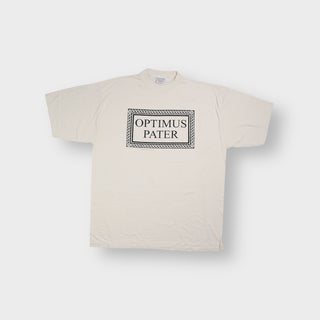 Past Times T-Shirt in beige with a black Optimus Pater chest print