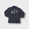 La Martina grey long-sleeve polo sweater with chest embroidery and blue collar