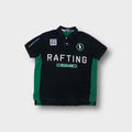 Ralph Lauren polo shirt in black with Rafting Slalom patches and green side panels