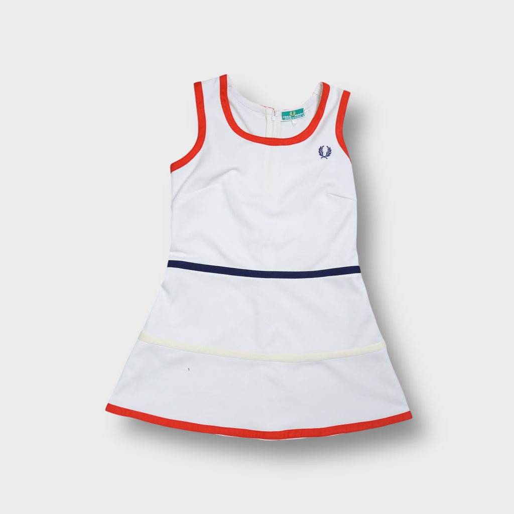 Fred Perry dress in white with red neck trim and embroidered chest logo
