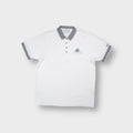 Lyle & Scott polo shirt in white with houndstooth collar and golf embroidery