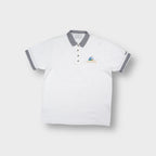 Lyle & Scott polo shirt in white with houndstooth collar and golf embroidery