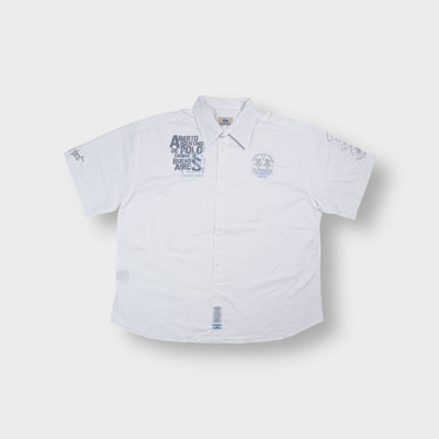 La Martina short-sleeve shirt in white with Abierto Argentino de Polo embroidery.