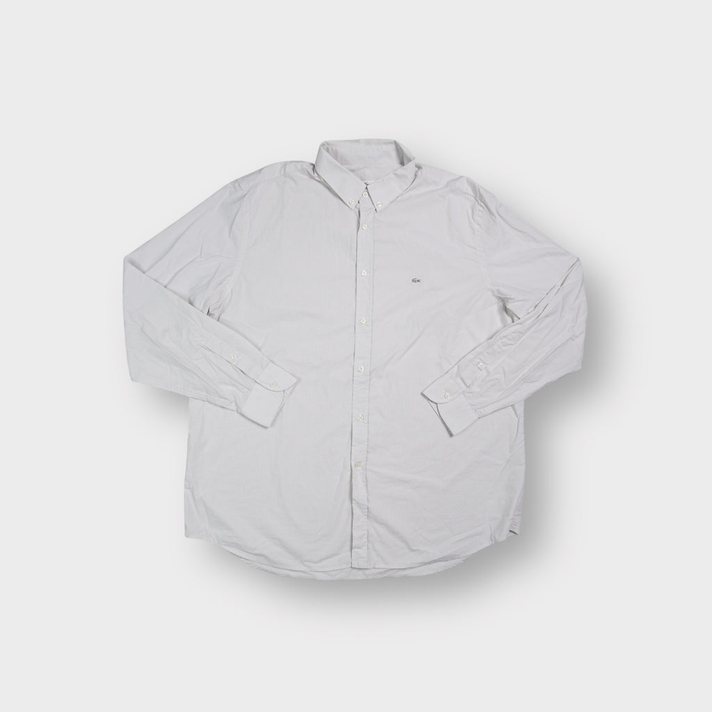 Lacoste long sleeve shirt in off white with embroidered crocodile logo on chest