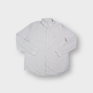 Lacoste long sleeve shirt in off white with embroidered crocodile logo on chest
