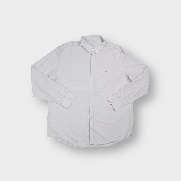 Lacoste long sleeve shirt in off white with embroidered crocodile logo on chest