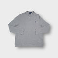 Grey Ralph Lauren long-sleeve polo sweater featuring a navy embroidered pony logo.
