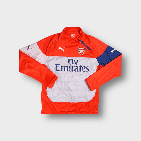 Puma Arsenal quarter-zip sweater in red with white chest panel and crest