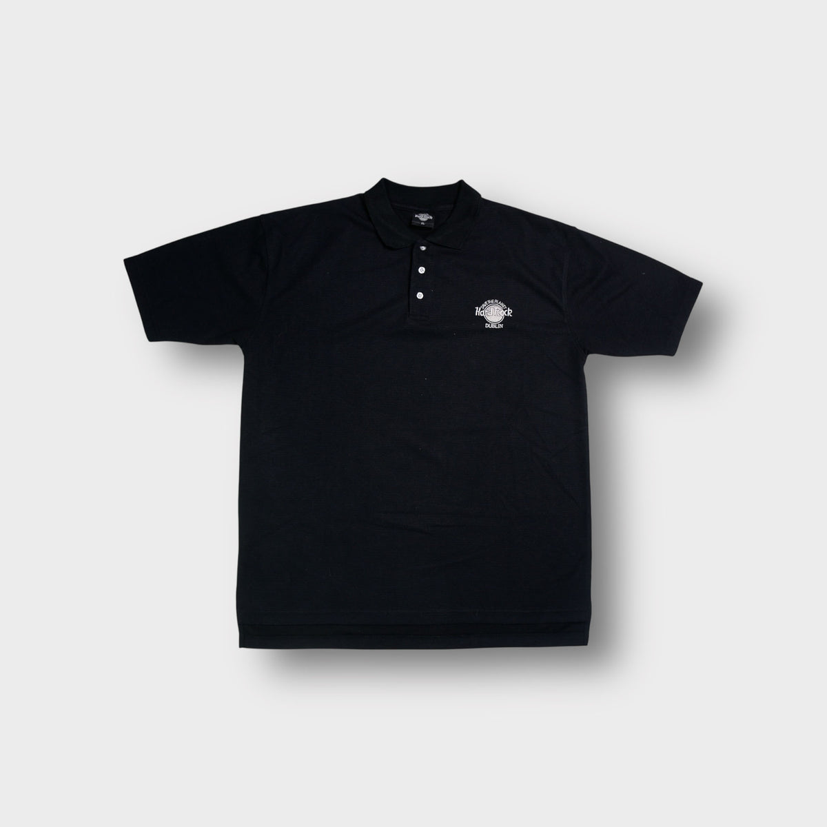 Hard Rock Cafe polo shirt in black with embroidered Dublin logo on the chest