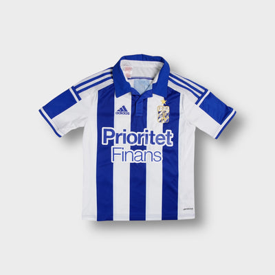 Adidas IFK Göteborg football jersey in white and blue featuring club crest and sponsor print