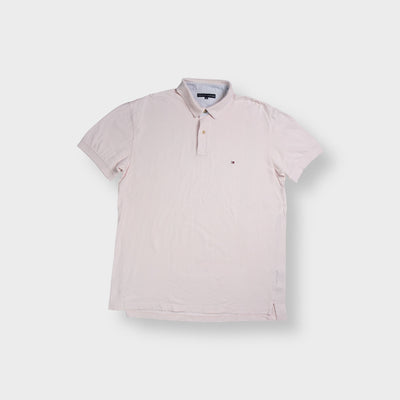 Tommy Hilfiger polo shirt in pink featuring small embroidered flag chest logo