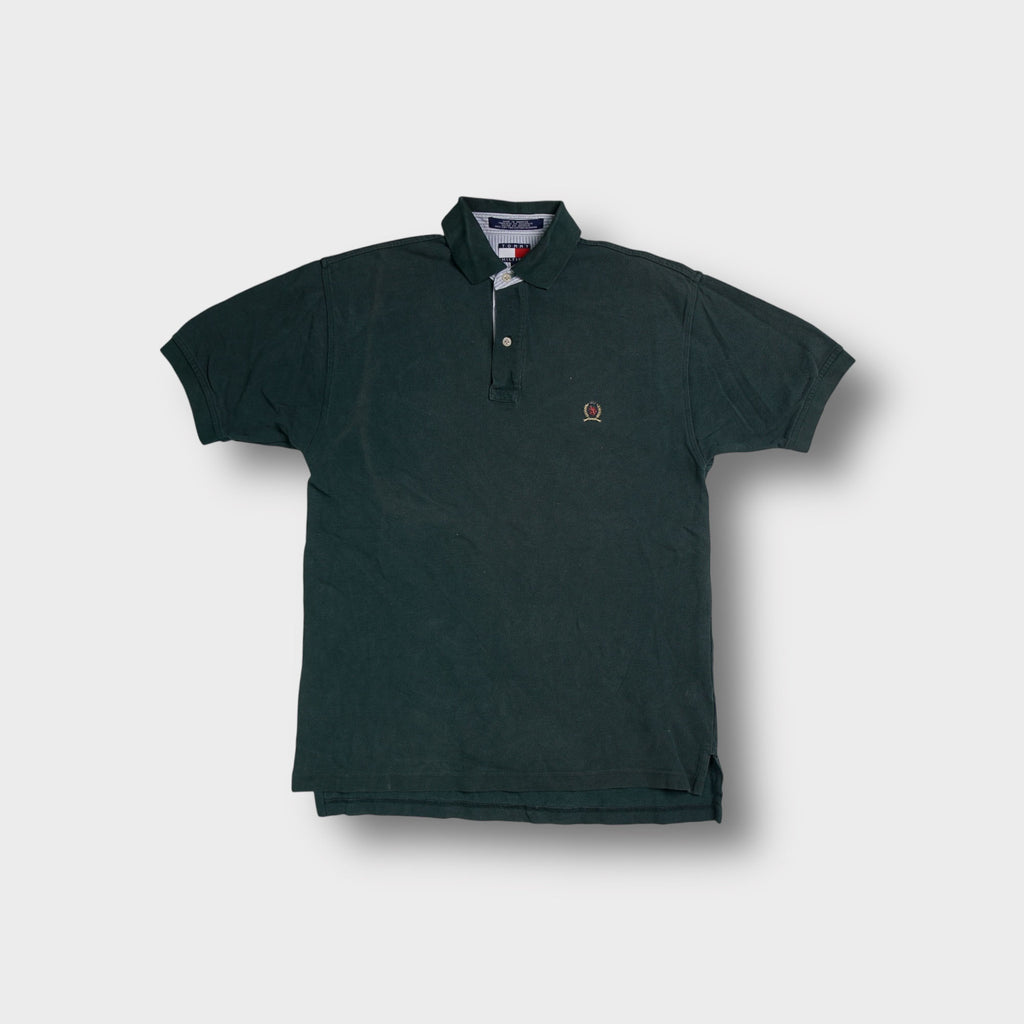 Tommy Hilfiger polo shirt in dark green with embroidered lion crest logo