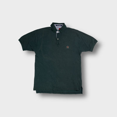 Tommy Hilfiger polo shirt in dark green with embroidered lion crest logo