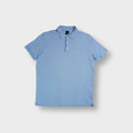 Hugo Boss blue polo shirt with tonal chest logo embroidery and three-button collar