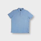Hugo Boss blue polo shirt with tonal chest logo embroidery and three-button collar