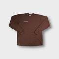 Pro Club brown long sleeve shirt with white embroidered text on the chest