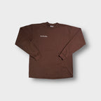 Pro Club brown long sleeve shirt with white embroidered text on the chest
