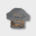 Diesel grey long-sleeve top with orange graphic print and chest pocket