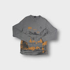 Diesel grey long-sleeve top with orange graphic print and chest pocket