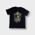 Hard Rock Cafe black T-Shirt featuring a front skull graphic with top hat and guitars.