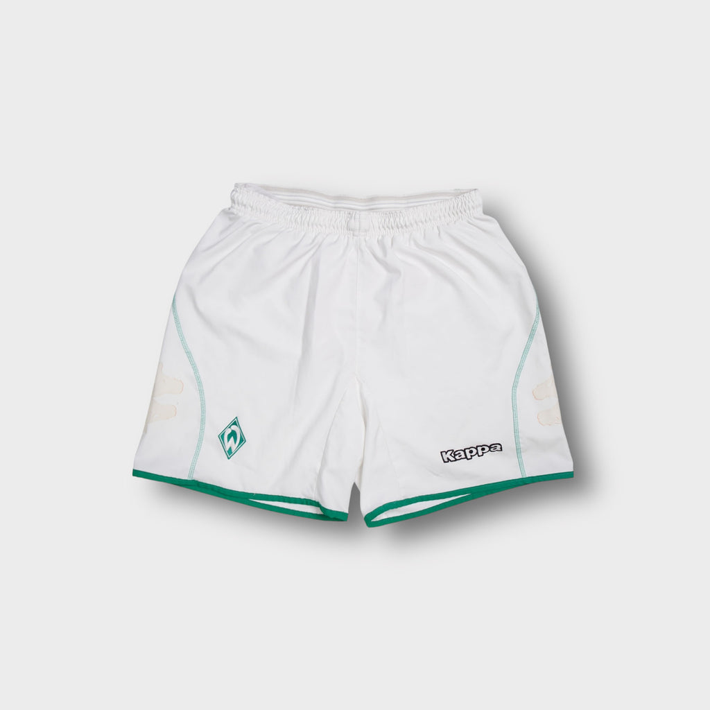 White Kappa SV Werder Bremen shorts with green trim and embroidered club crest