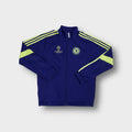 Adidas FC Chelsea purple track jacket with yellow stripes and Champions League chest crest