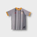 Grey striped Nike Galatasaray football shirt with orange collar and embroidered crest
