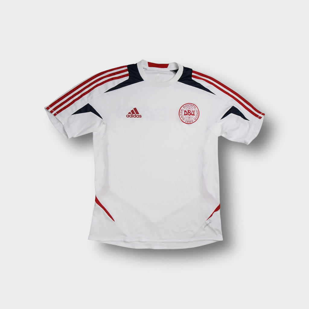 Adidas Denmark football shirt in white with DBU crest and red three stripes