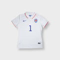 White Nike USA women's jersey featuring an embroidered team crest and polo collar