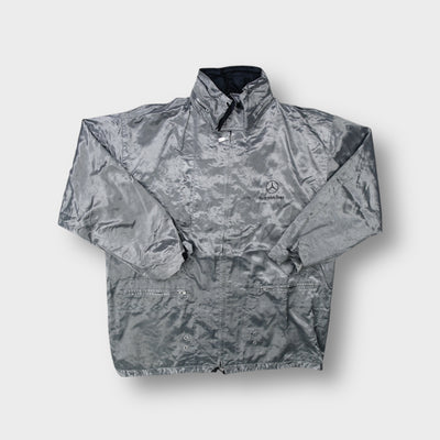 Mercedes Benz silver jacket featuring an embroidered logo on the left chest