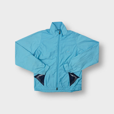 Nike lightweight track jacket in light blue with front zip and high collar