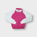 Nike track jacket in pink and white with embroidered chest logo