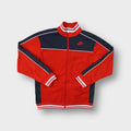 Nike track jacket in red and navy featuring Hackney Marsh back print and embroidered logo