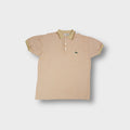Beige Lacoste polo shirt with contrasting tipped collar and chest pocket patch