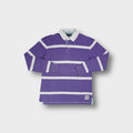 Tommy Hilfiger rugby sweater in purple with white horizontal stripes and contrast collar