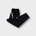 Black Nike trackpants with white embroidered small logo and elastic drawstring waist