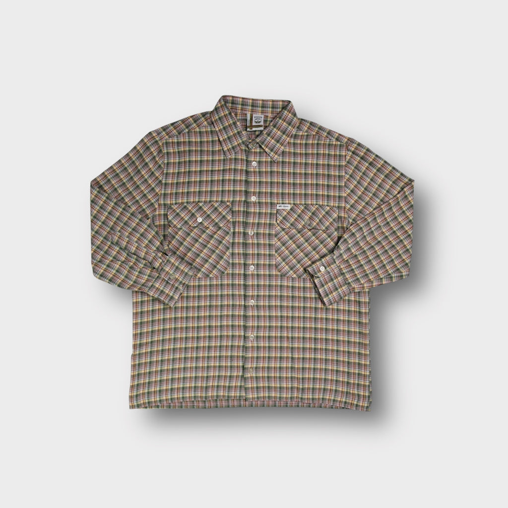 AS Alpin long-sleeve beige plaid shirt with two flap chest pockets