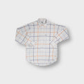 Lacoste long-sleeve shirt in white with orange and blue grid lines and chest logo