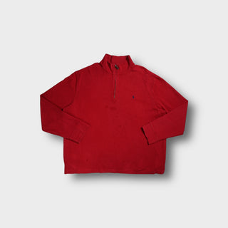 Ralph Lauren sweater in red with a quarter-zip collar and blue embroidered pony