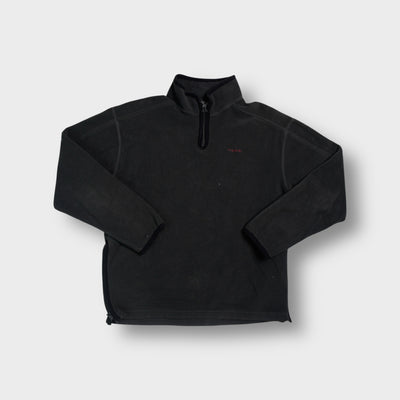 Nike fleece sweater in dark grey with a quarter-zip collar and red logo