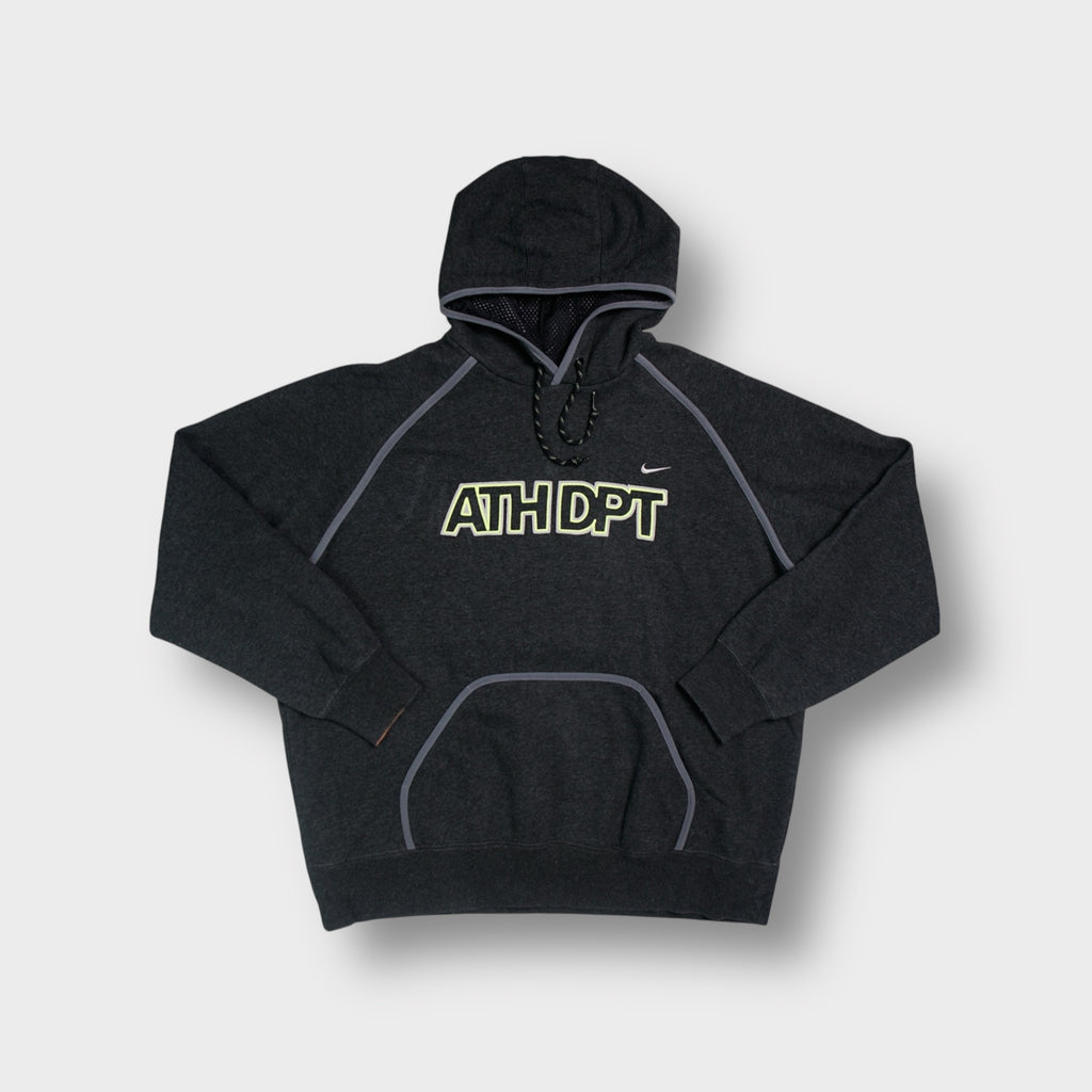 Nike hoodie in charcoal grey with ATH DPT applique on front