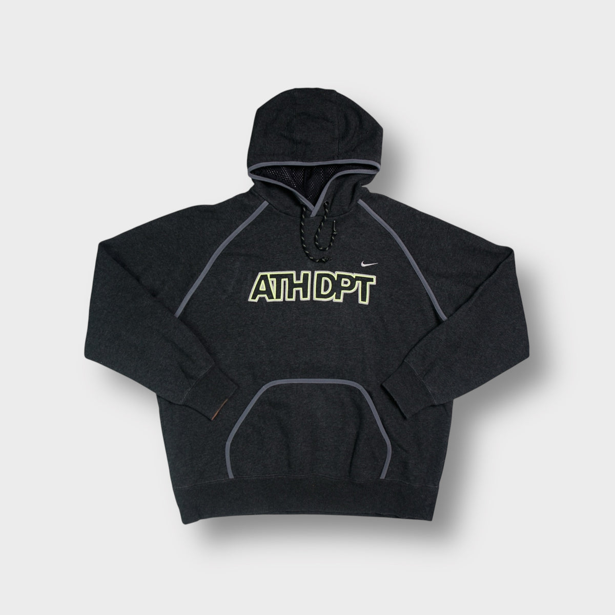 Nike hoodie in charcoal grey with ATH DPT applique on front