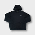 Nike hoodie in black with a small white embroidered swoosh on the chest.