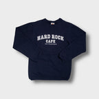 Hard Rock Cafe sweater in navy blue with San Francisco lettering embroidered on the chest.