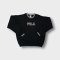 Fila crewneck sweater in navy blue with embroidered chest logo and striped collar