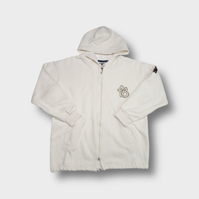 Beige Fubu zip hoodie with embroidered FB logo on chest