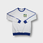 Vintage Captain Tsubasa sweater in white with blue trim and Nankatsu chest logo